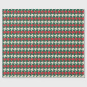 Kerst Houndstooth groen en rood patroon Cadeaupapier (Vlak)
