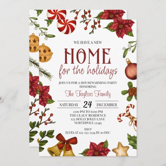 Kerst Housewarming, Nieuw Huis Kaart (Voorkant / Achterkant)