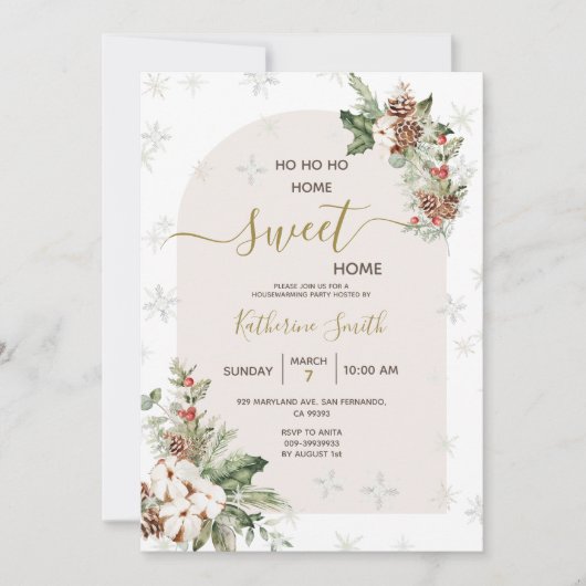 Kerst Housewarming Party Home Sweet Home Kaart (Voorkant)