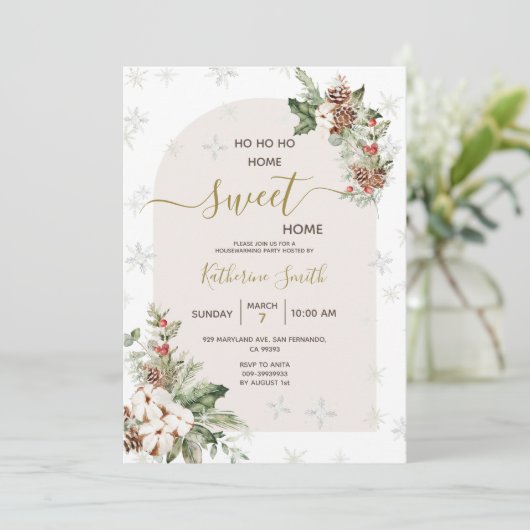 Kerst Housewarming Party Home Sweet Home Kaart (Staand voorkant)