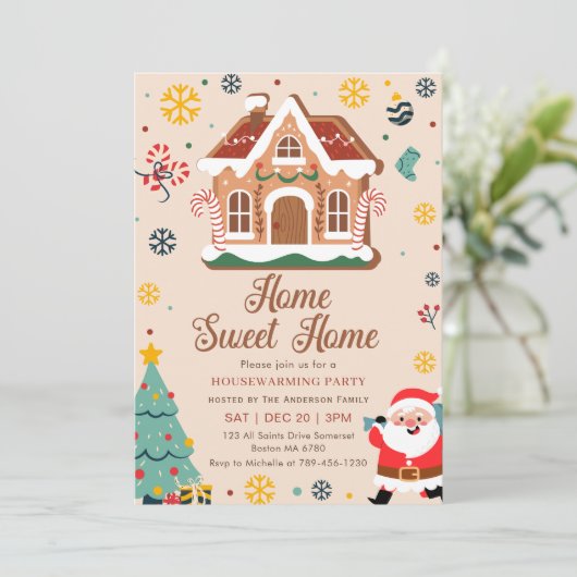 Kerst Housewarming Party Winter Uitnodiging (Staand voorkant)