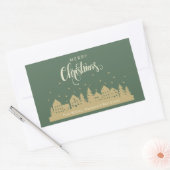 Kerst Huis Groene Retro | Aangepast onroerend goed Rechthoekige Sticker (Envelop)
