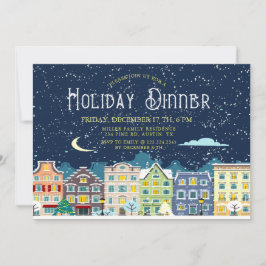 Kerst huis sneeuw dag vakantie diner uitnodiging