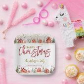 Kerst Huis Straat Scène Papieren Bordje (Feest)