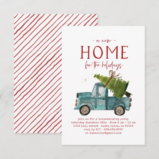 Kerst Huis Verwarmingsfeest Uitnodiging (Voorkant / Achterkant)