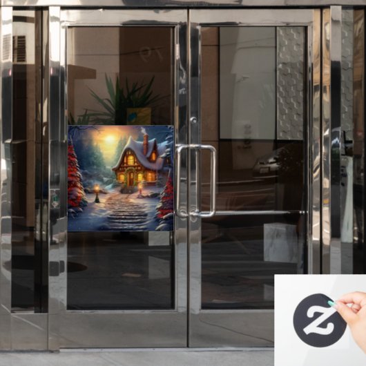 Kerst Huis Window Cling Raamsticker (Kantoordeur)