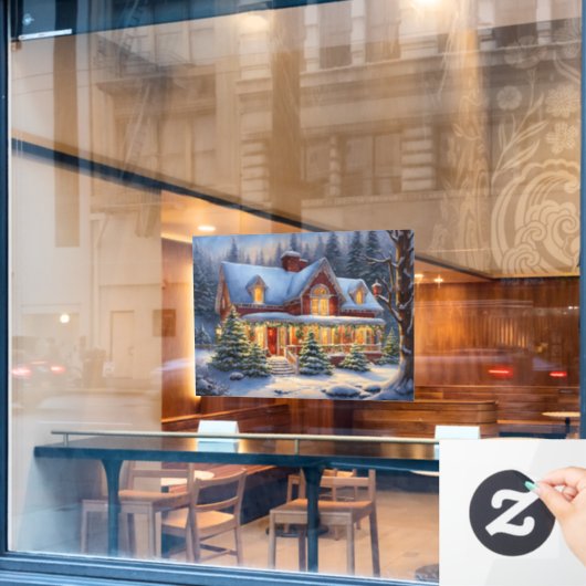 Kerst Huis Window Cling Raamsticker (Cafe Raam)