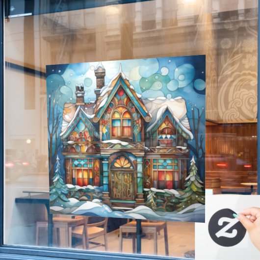 Kerst Huis Window Cling Raamsticker (Cafe Raam)