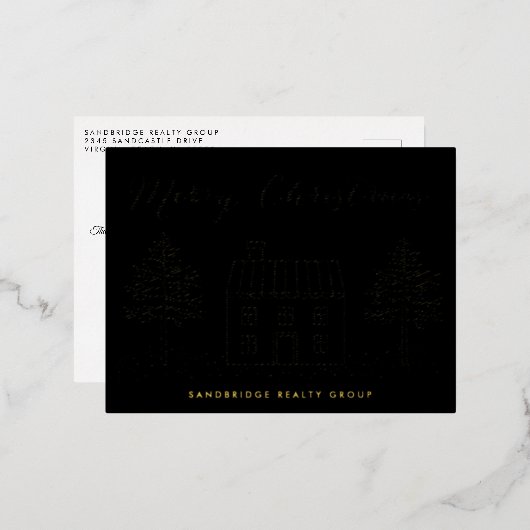 Kerst Huis Zakelijk Folie Vakantie Kerstmis Folie Feestdagen Briefkaart (Voorkant / Achterkant)