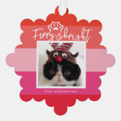 Kerst Huisdier Foto Red Stripes Vakantie Ornament Kaart (Voorkant)