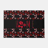 Kerst Huisdier Huis Hond Paws en Sneeuwvlokken Deurmat (Voorkant)