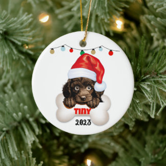 Kerst Huisdier Ornament, Poodle Christmas Keramisch Ornament