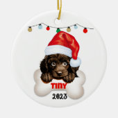 Kerst Huisdier Ornament, Poodle Christmas Keramisch Ornament (Voorkant)