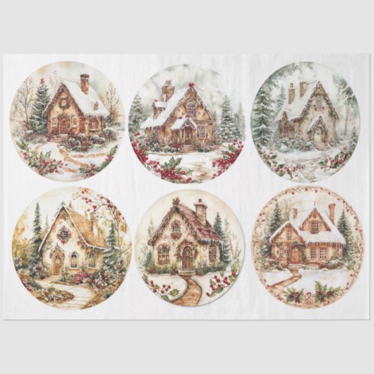 Kerst huisje rondes tissuepapier (Voorkant)