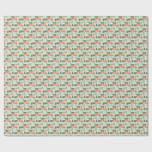Kerst huizen in Mint Green Cadeaupapier (Vlak)
