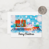 Kerst Huizen Kerst Kaarten Notitiekaartje (Voorkant / Achterkant in situ)