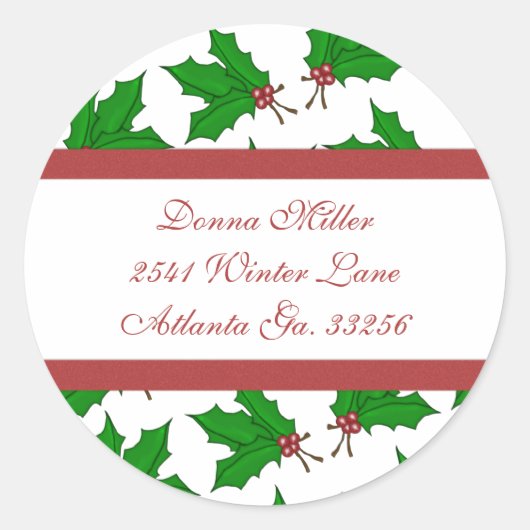 Kerst Hulst Adreslabels Ronde Sticker (Voorkant)