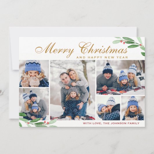 Kerst Hulst Bes 6 FOTO Collage Groet Feestdagenkaart (Voorkant)