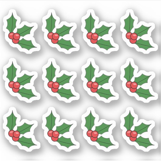 Kerst Hulst Bes Kerstversiering X-mas Sticker (Voorkant)