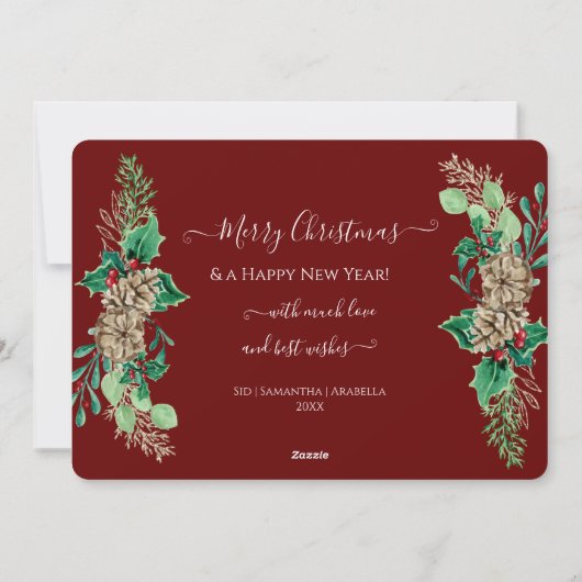 Kerst Hulst Bes Zeshoek Goud Glitters n Foto Feestdagenkaart (Achterkant)