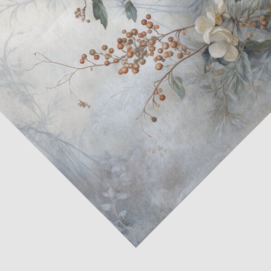 Kerst Hulst Besbloemen in Winter Decoupage Tissuepapier (Detail)