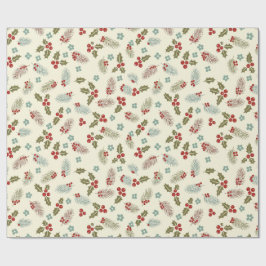 Kerst Hulst Bessen & Dennen Naadloos Patroon Cadeaupapier