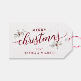 Kerst Hulst Bessen Elegant Prettig Kerstfeest Cadeaulabel