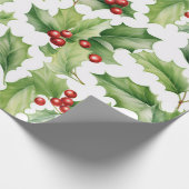 Kerst Hulst Bladeren Cadeaupapier (Hoek)