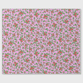 Kerst hulst bladeren en bessen rood en groen cadeaupapier (Vlak)