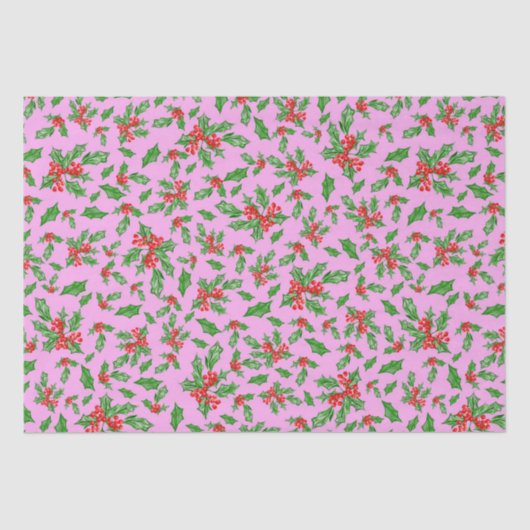 Kerst hulst bladeren en bessen rood en groen tissuepapier (Voorkant)