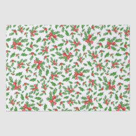 Kerst hulst bladeren en bessen rood en groen tissuepapier