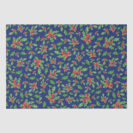 Kerst hulst bladeren en bessen rood en groen tissuepapier