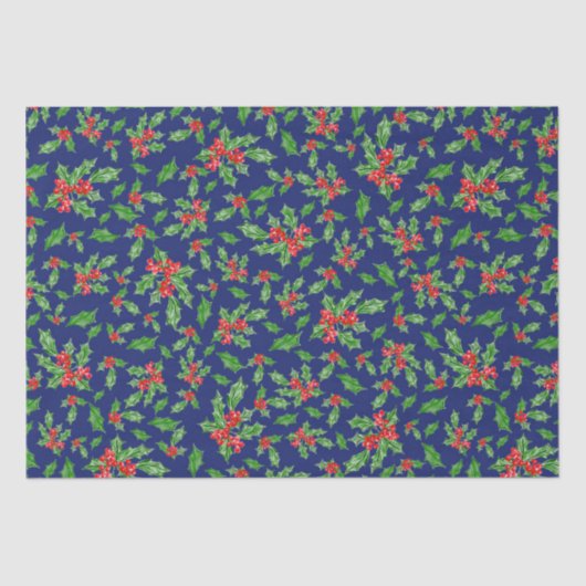 Kerst hulst bladeren en bessen rood en groen tissuepapier (Voorkant)