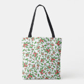Kerst hulst bladeren en bessen rood en groen tote bag (Achterkant)