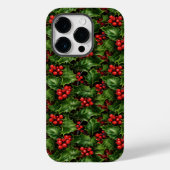 Kerst Hulst Bladeren En Rode Bessen Patroon Case-Mate iPhone Case (Achterkant)