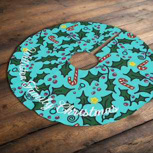 Kerst Hulst Bladeren Kunst Patroon Familienaam Kerstboom Rok