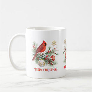 Kerst Hulst Boeket Rode Kardinaal Koffiemok