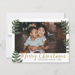 Kerst Hulst Botanisch Groen Familie Foto Feestdagenkaart