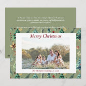 Kerst Hulst Botanisch Groen Foto Mos Feestdagenkaart (Voorkant / Achterkant)