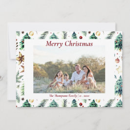 Kerst Hulst Botanisch Groen Foto Wit Feestdagenkaart
