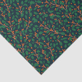 Kerst Hulst Botanisch Groen Navy Tissuepapier (Detail)