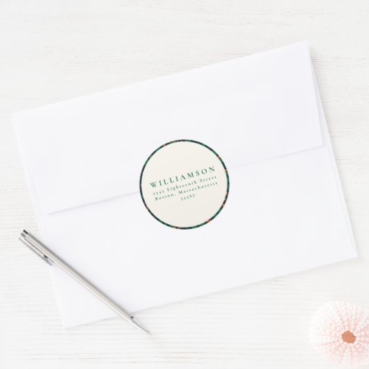 Kerst Hulst Botanische Groene Retouradres Ronde Sticker (Envelop)