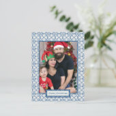 Kerst hulst en bloemblaadjes tegels lijst feestdagenkaart (Staand voorkant)