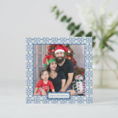 Kerst hulst en bloemblaadjes tegels lijst feestdagenkaart (Staand voorkant)