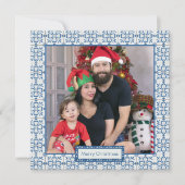 Kerst hulst en bloemblaadjes tegels lijst feestdagenkaart (Voorkant)