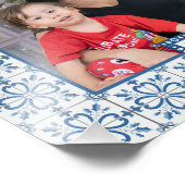 Kerst hulst en bloemblaadjes tegels lijst foto afdruk (Hoek)