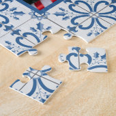 Kerst hulst en bloemblaadjes tegels lijst legpuzzel (Zijkant)