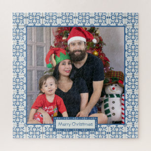 Kerst hulst en bloemblaadjes tegels lijst legpuzzel