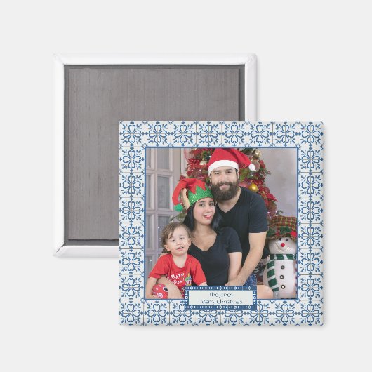 Kerst hulst en bloemblaadjes tegels lijst magneet (Voorkant / Achterkant)