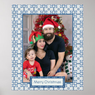Kerst hulst en bloemblaadjes tegels lijst poster